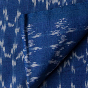 Precut 0.75 meters -Blue Mercerised Ikat Pochampally Woven Cotton Fabric