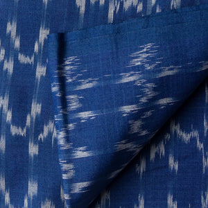 Precut 0.50 meters -Blue Mercerised Ikat Pochampally Woven Cotton Fabric