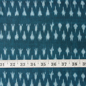 Blue Mercerised Ikat Pochampally Woven Cotton Fabric