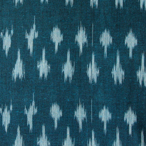 Blue Mercerised Ikat Pochampally Woven Cotton Fabric