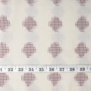 Precut 1 meters -Maroon & Off white Double Ikat Pochampally Woven Cotton Fabric