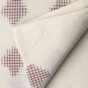 Precut 1 meters -Maroon & Off white Double Ikat Pochampally Woven Cotton Fabric