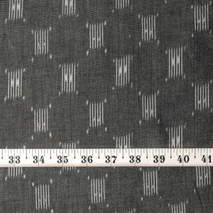 Precut 0.75 meters -Grey & White Ikat Pochampally Woven Cotton Fabric