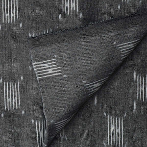 Precut 1meter - Grey & White Ikat Pochampally Woven Cotton Fabric