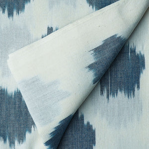 Precut 1meter - Blue & Off white Ikat Pochampally Woven Cotton Fabric