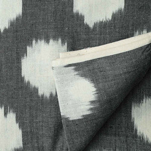 Grey & Off White Ikat Pochampally Woven Cotton Fabric