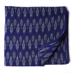 Precut 0.50 meters -Blue Mercerised Ikat Pochampally Woven Cotton Fabric