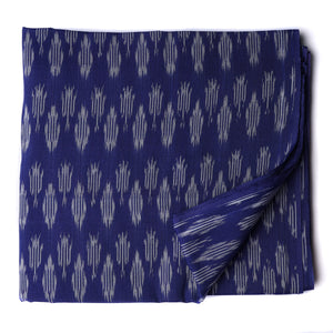 Precut 1 meter -Blue Mercerised Ikat Pochampally Woven Cotton Fabric