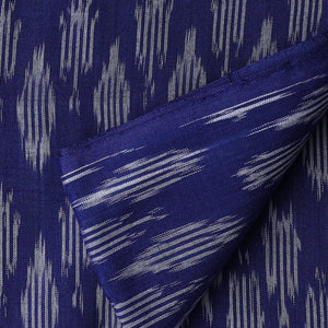 Precut 1 meter -Blue Mercerised Ikat Pochampally Woven Cotton Fabric