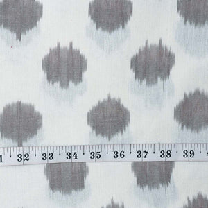 Precut 0.75 meters -Off White & Brown Ikat Pochampally Woven Cotton Fabric