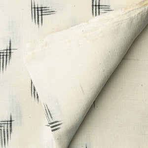 Precut 1 meter -Black & Off White Double Ikat Pochampally Woven Cotton Fabric