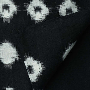 Precut 1meter - Black & White Double Ikat Pochampally Woven Cotton Fabric