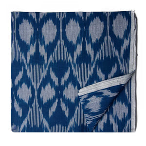 Blue Ikat Pochampally Woven Cotton Fabric
