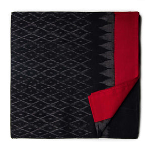 Precut 1meter - Black Ikat Pochampally Handloom Cotton Fabric