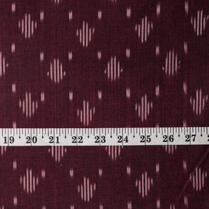 Precut 1meter - Maroon Ikat Pochampally Handloom Cotton Fabric