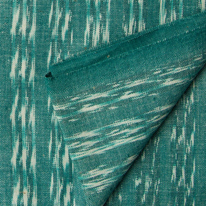 Precut 0.75 meters -Green Ikat Pochampally Handloom Cotton Fabric