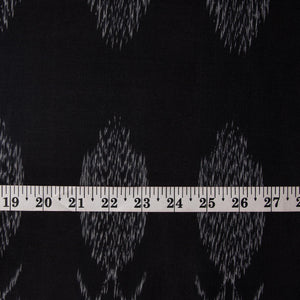 Precut 1meter - Black Ikat Pochampally Handloom Cotton Fabric