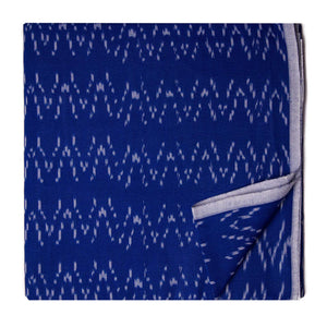 Blue Mercerised Ikat Pochampally Handloom Cotton Fabric