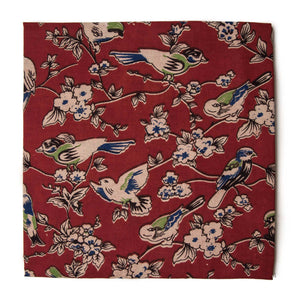 Maroon floral Kalamkari Screen Printed Cotton Fabric  with Bird print