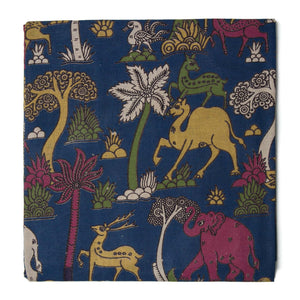 Multi colour Kalamkari Screen Printed Cotton Fabric  with Animal print