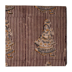 Brown Kalamkari Handblock Printed Cotton fabric with Human figure print