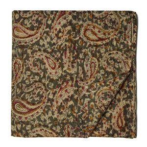 Green Kalamkari Handblock Printed Cotton fabric with paisley print