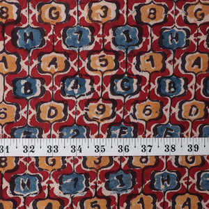 Red & Blue Kalamkari Handblock Printed Cotton Fabric