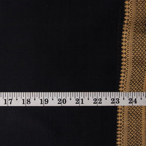 Black Original Mangalgiri Handloom Cotton Fabric with Golden Border