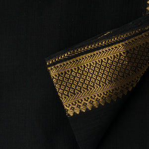 Black Original Mangalgiri Handloom Cotton Fabric with Golden Border