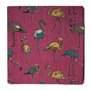 Pink Screen Printed Kalamkari Cotton Fabric with bird print