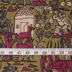 Precut 0.75 meters -Kalamkari Screen Printed Cotton Fabric