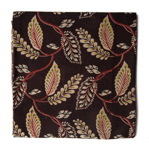 Black and yellow Kalamkari Screen Printed Cotton Fabric with floral print