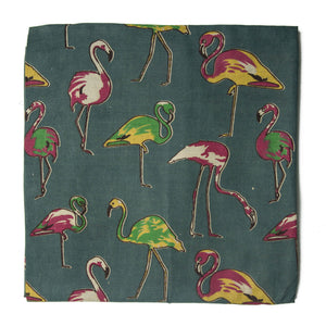 Grey and Pink Kalamkari Screen Printed Cotton Fabric with bird print
