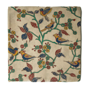 Multicolor Kalamkari Screen Printed Cotton Fabric with bird print