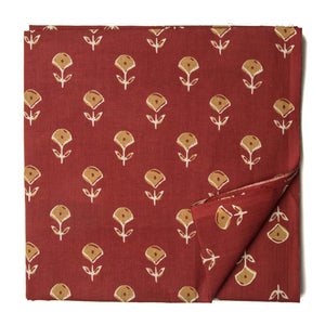 Brown and Yellow Printed Cotton Fabric with floral print