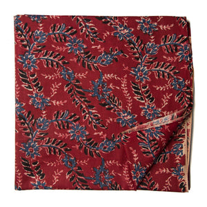 Red and Blue Printed Cotton Fabric with floral print