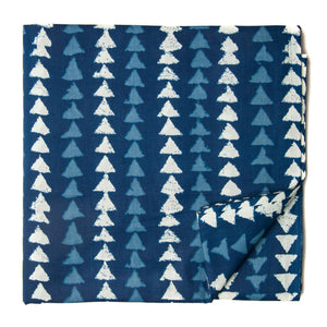 Blue and White Printed Cotton Fabric with triangle print