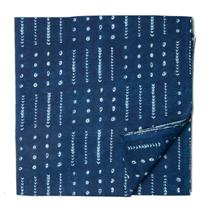 Blue and white Printed Cotton Fabric with dot and arrow print