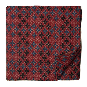 Red and Blue Printed cotton fabric with floral design
