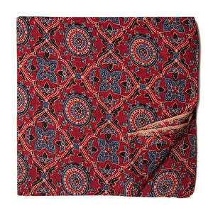Blue and Red Printed cotton fabric with floral design