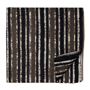 Black and White Printed Cotton Fabric with Lines