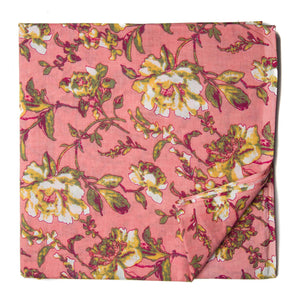 Peach Printed Cotton Fabric with Floral design 