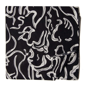 Black and White Printed Cotton fabric with abstract print