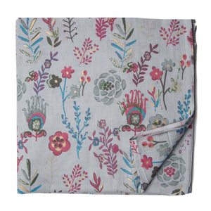 Grey Printed Cotton Fabric with floral design
