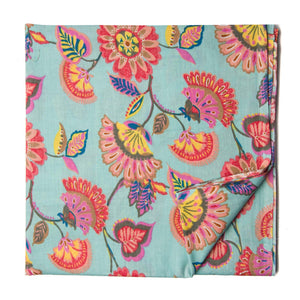 Blue and Yellow Printed cotton fabric with floral print