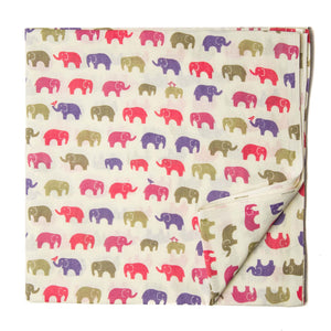 Multicolour Printed cotton fabric with elephant print