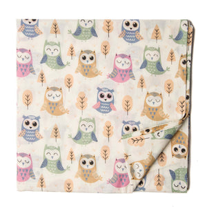 Multicolour Printed cotton fabric with owl print