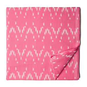 Pink and white Screen Printed Pure cotton fabric with abstract design