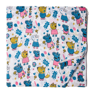 Blue and pink Screen Printed Pure cotton fabric with animal design
