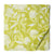 Green and white screen printed cotton fabric with floral design